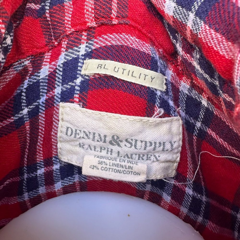 Ralph Lauren Denim & Supply Red flannel Button Down Plaid Shirt Size S - Picture 6 of 10
